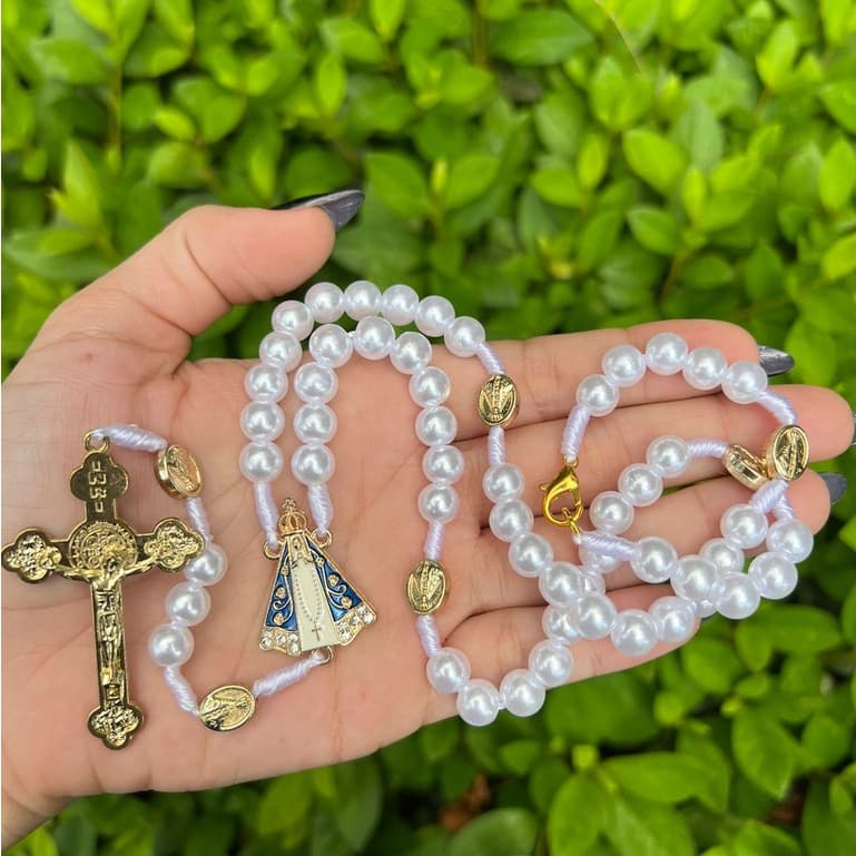 Terço Colar de Nossa Senhora Aparecida Dourado