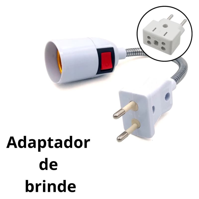 Bocal Extensor de Lâmpada Luminária Soquete Flexível e adaptador de brinde