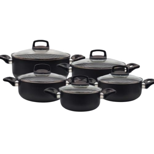 Jogo De Panelas Antiaderente Premium Gold 5 Peças 7 Camadas De Proteção Alimentos Saudável + Brinde