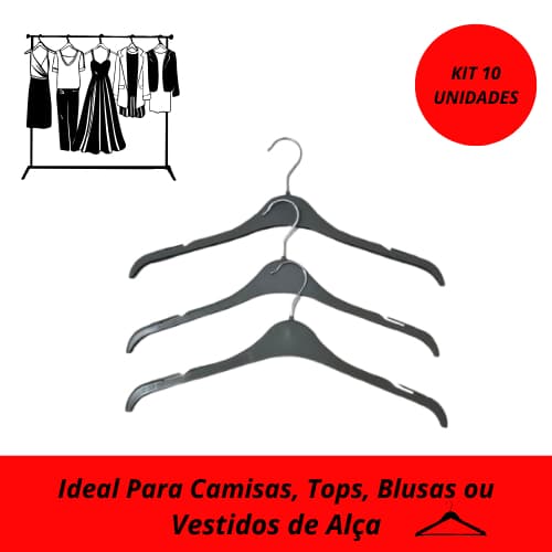 Kit 10 Cabide Cabide Simples Camisa Adulto Top Blusas de Alça Blusa de Alcinhas Cabide Reforçado