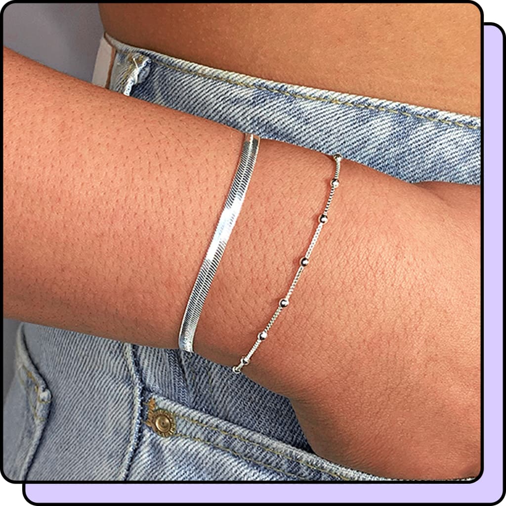 Kit Pulseira Feminina Prata 925 Conjunto Pulseiras Bolinhas Venezianas Banhada