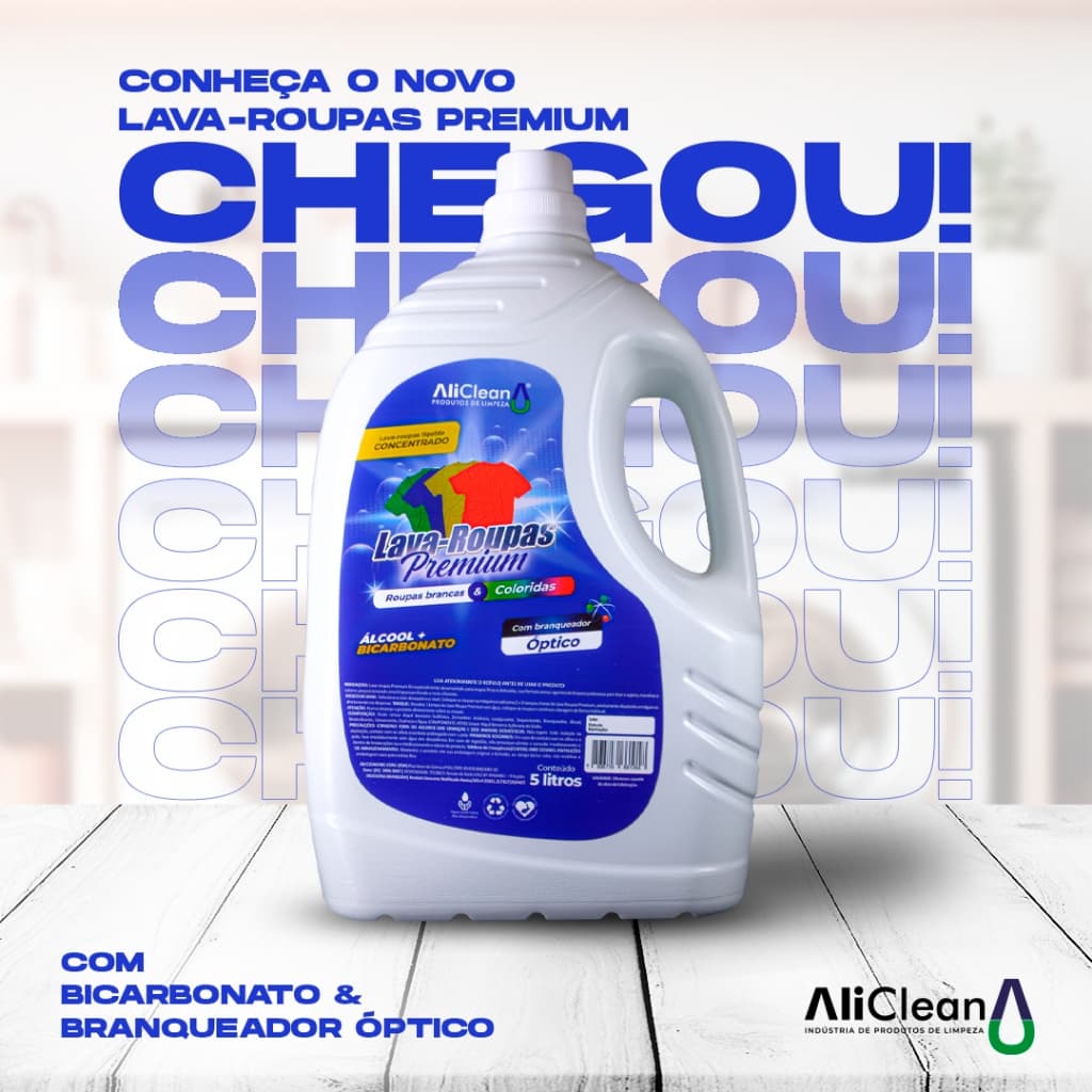 Sabão Lava Roupas com Álcool e Bicarbonato Premium Líquido Aliclean 5l Antibacteriano