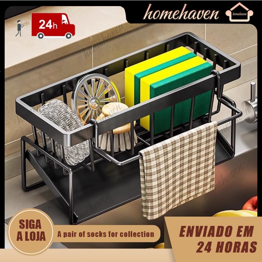 Sem perfuração rack de cozinha rack de drenagem de armazenamento de pano
