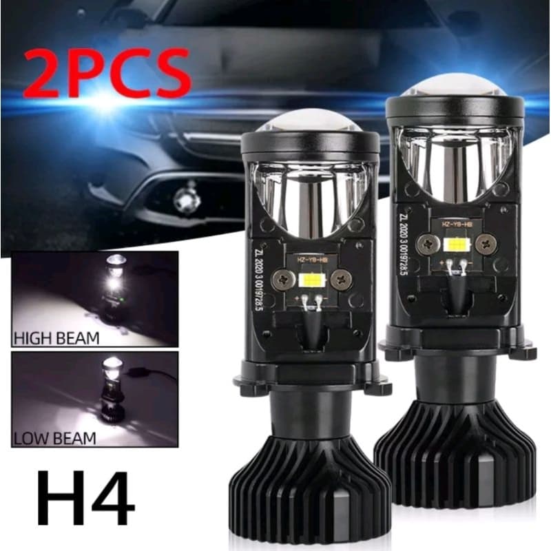 lâmpada H4 Farol  Nevoeiro Para Carro De Motocicleta H4 LED Mini Projetor De Lente Canbus Hi/Lo Beam LED LÂMPADA CANHÃO