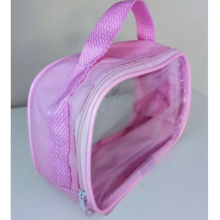 kit 20 Necessarie organizadora Nylon cristal com alça 20x15cm