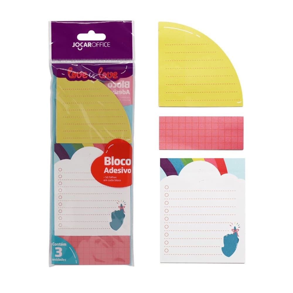 Bloco Adesivo Love Is Love Blister Com 3 Blocos Diferentes Post It -  Jocar Office