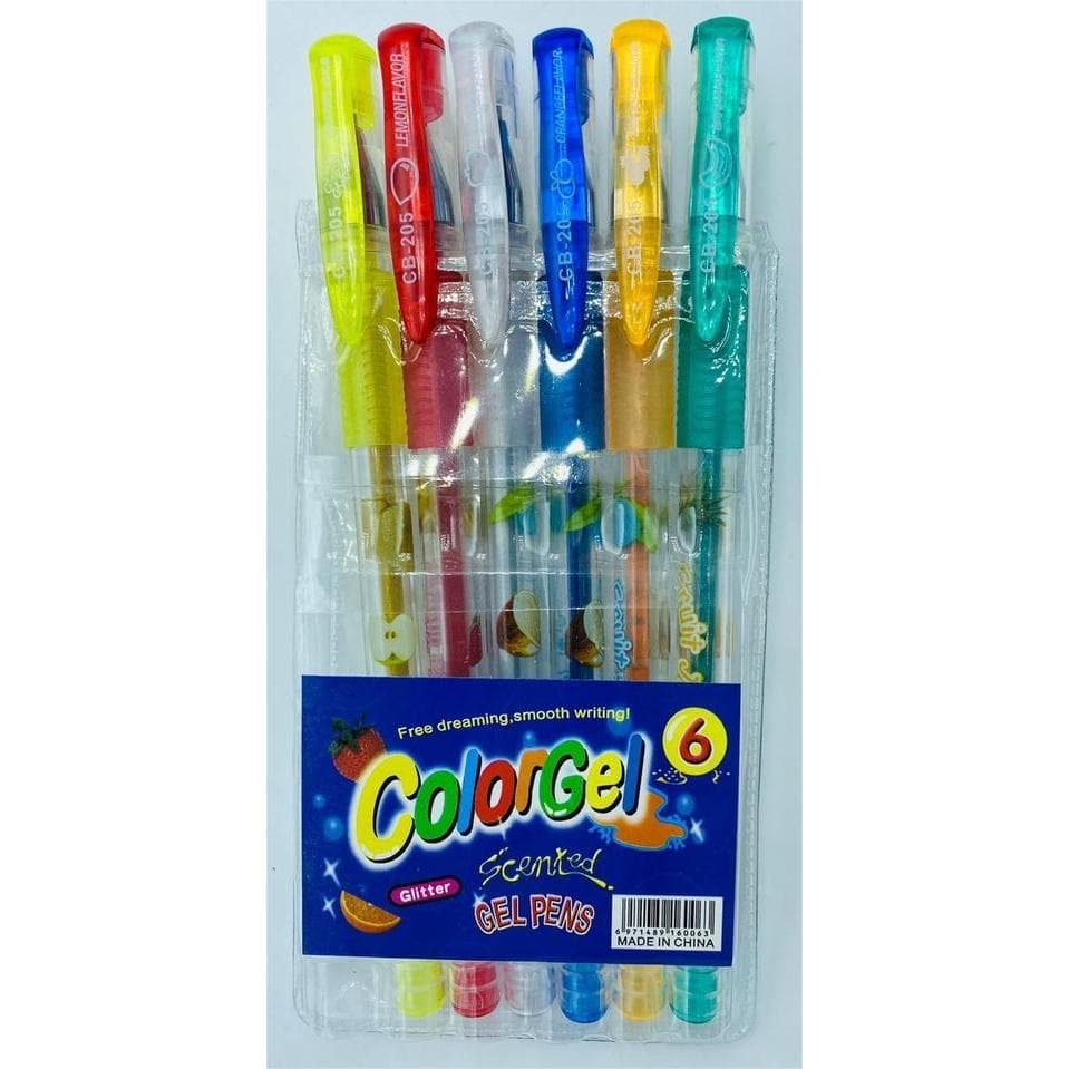 Cores Caneta 6 Gel Diversas Coloridas Para Desenhos Infantis pintura Com glitte