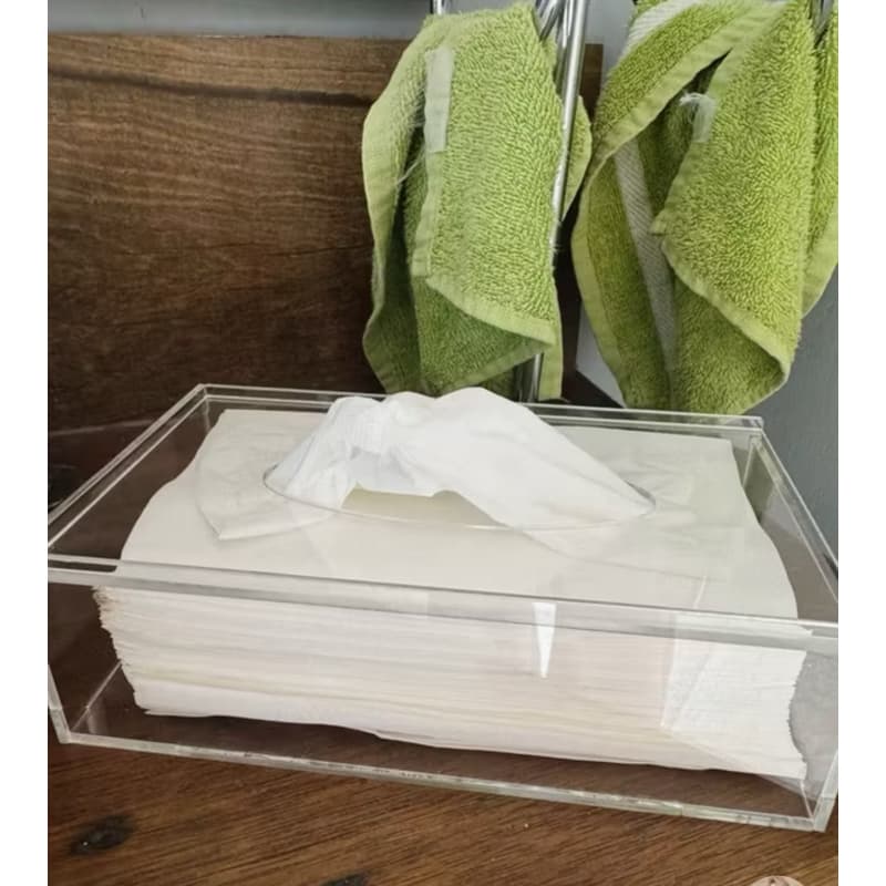 Porta Lenço de Papel Acrílico Cristal Organizador Luxo Transparente para Banheiro e Lavabo