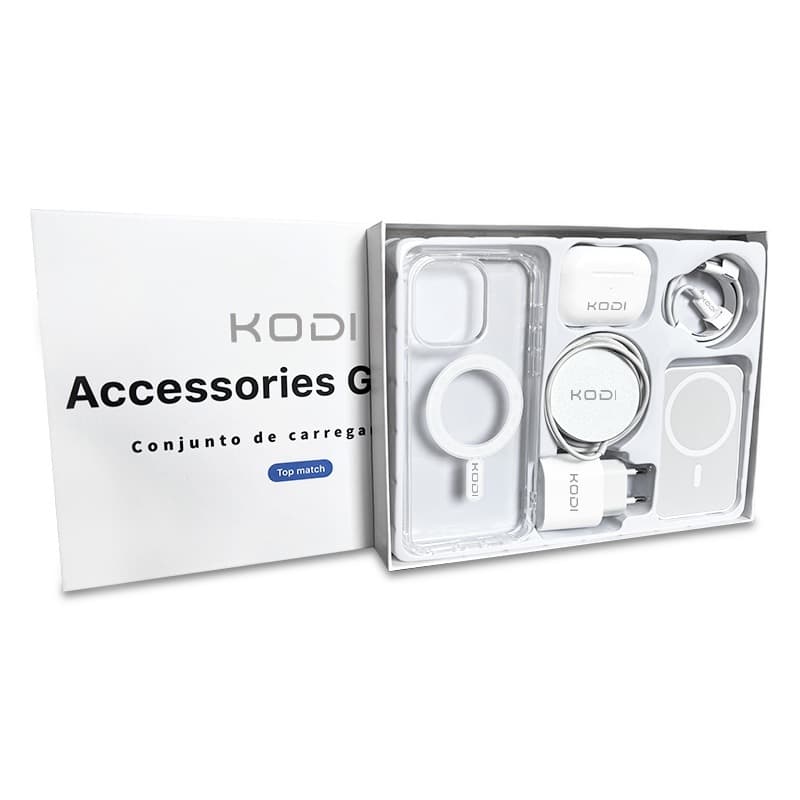 Configuração superior Kit iPhone 6 em 1 Carregador por indução Cabo de Dados de Carga AirPods Pro power bank MagSafe P2