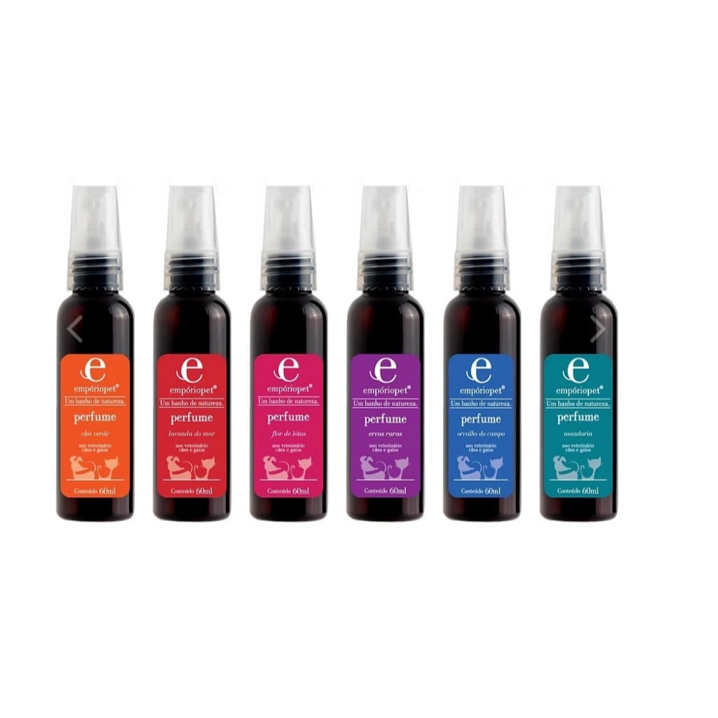 Kit Emporio Pet 7 perfumes 60ml (Chá verde/Ervas Raras/Flor de Lotus/Lavanda do Mar/Mandarim/Orvalho do Campo/Vinha pet)