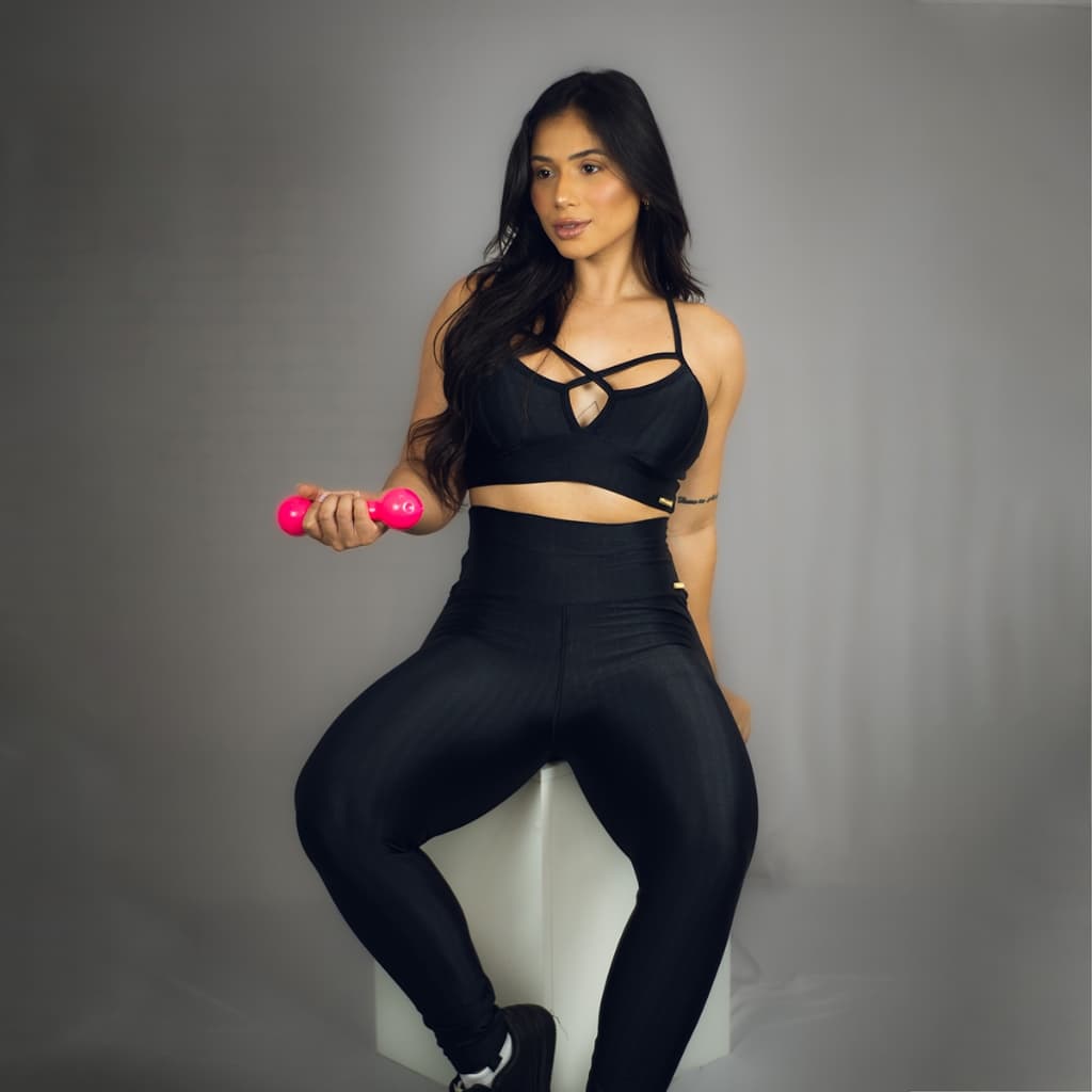 Conjunto Fitness Feminino Calça Legging Top Cirrê Ikat Poliamida