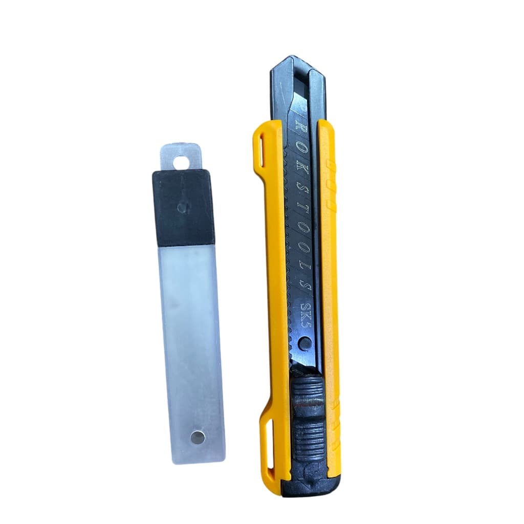 Estilete Profissional Emborrachado 5 Lâminas Com Trava 18mm Multifuncional Estilete Grande