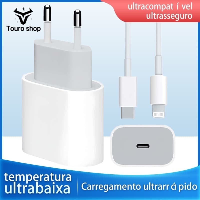 Kit Carregador De iPhone Fonte com Cabo Carregamento Rápido 1M PD 20w Entrega rápida