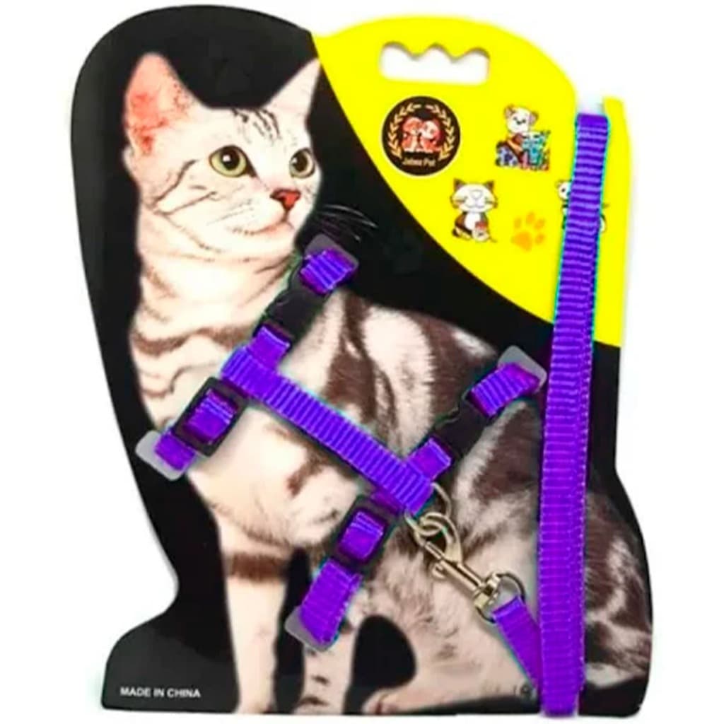 Coleira peitoral gato - Guia Peitoral com regulagem confortável - Jabez Pet