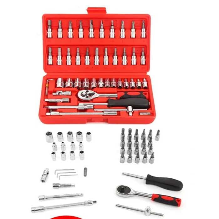 Kit De Ferramentas 46Peças Jogo De Soquetes Chave Catraca Reversível Com Maleta Jogo De Ferramentas Completo