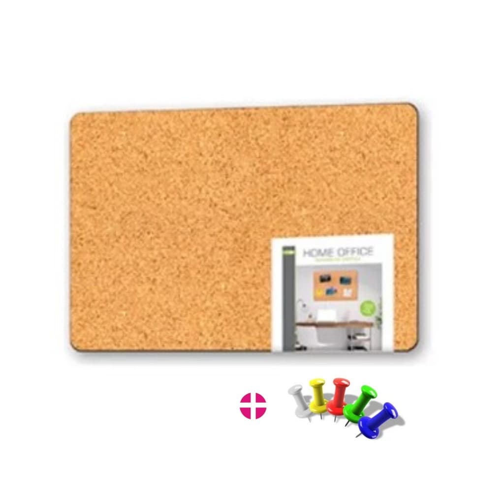 Quadro de Cortiça 60x45cm Home Office Mural Aviso Lembrete Decoração  + 30 Alfinetes