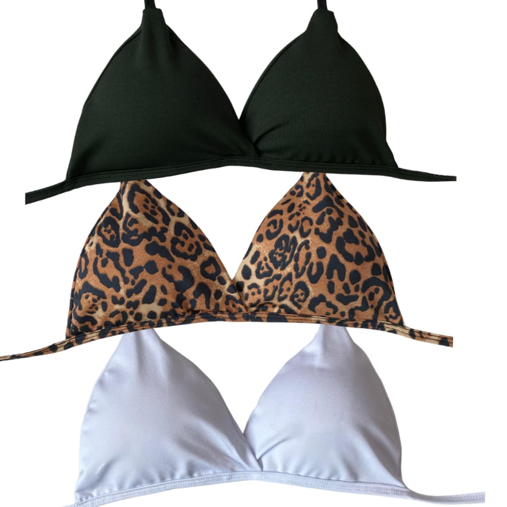KIT 3 Top Biquini Feminino Sutiã Avulso Cortininha Com Bojo Asa Delta Moda Verão