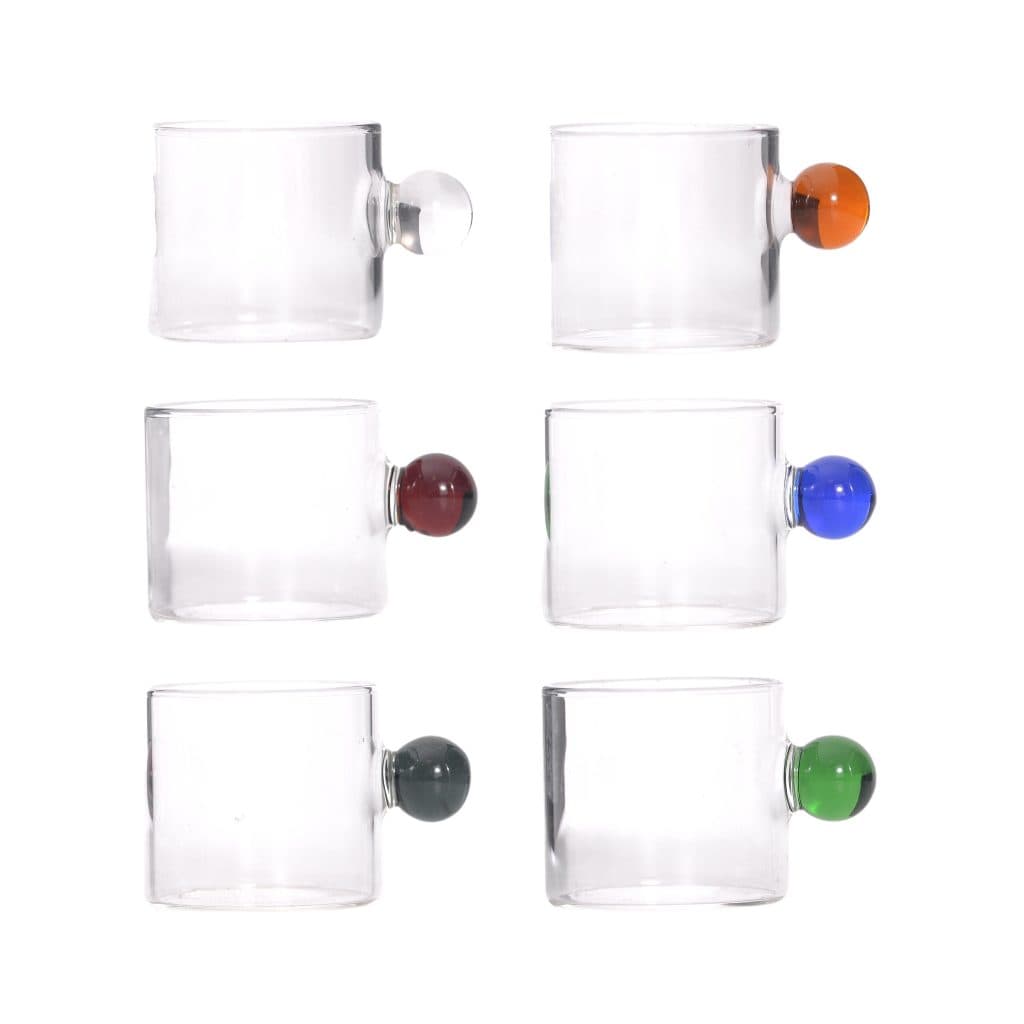 Kit Com 6 Xicaras 90ml Em Borosilicato Sphere Rainbow Mai Home