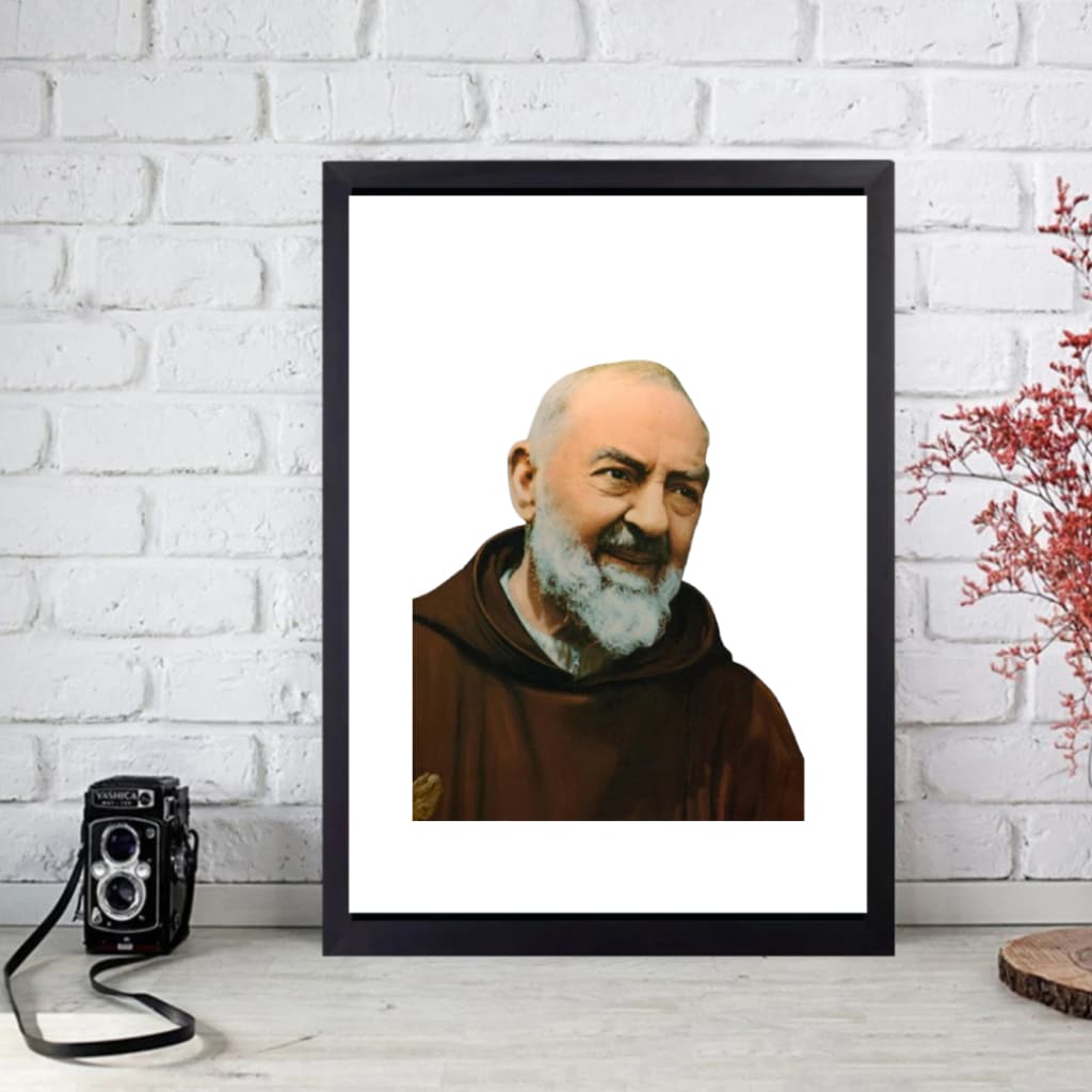 Quadro Decorativo Religioso com Moldura Santo Padre Pio
