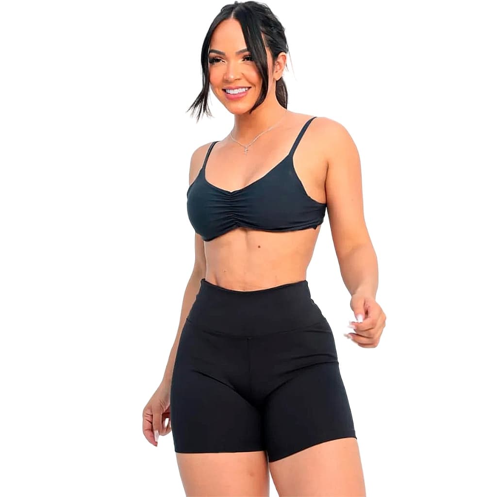 Short Feminino Poliamida Original Fitness Cintura Alta Zero Transparência