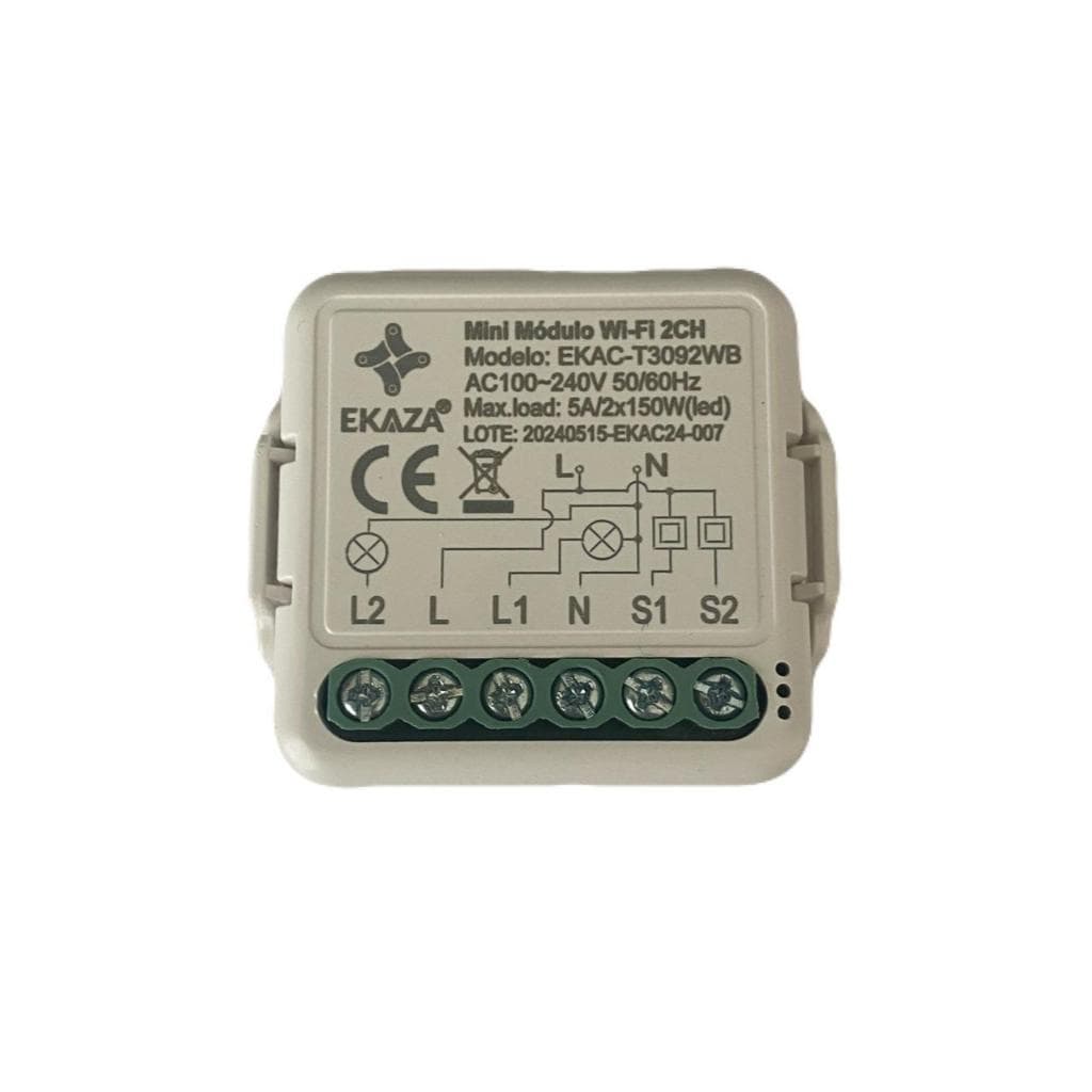 Interruptor Mini Módulo de Embutir 2 Canais WiFi Ekaza