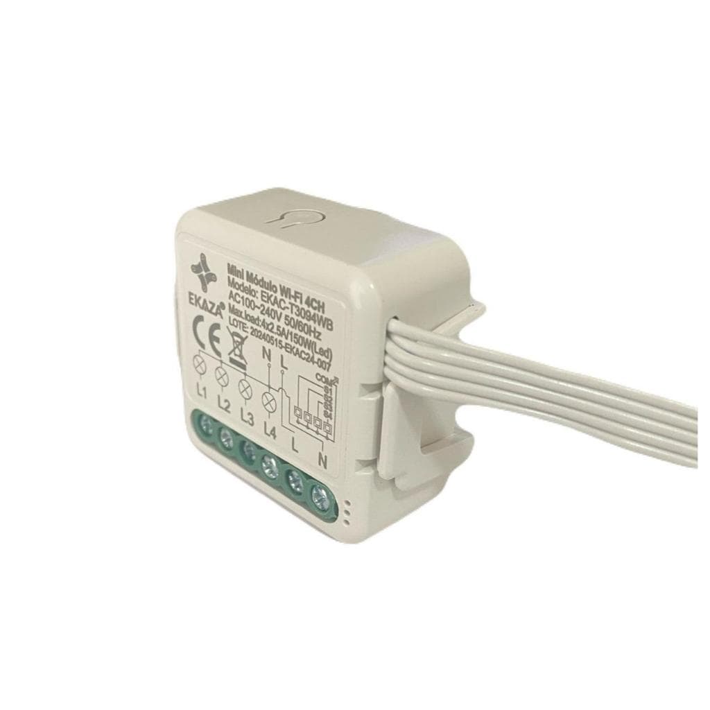 Interruptor Mini Módulo de Embutir 4 Canais WiFi Ekaza