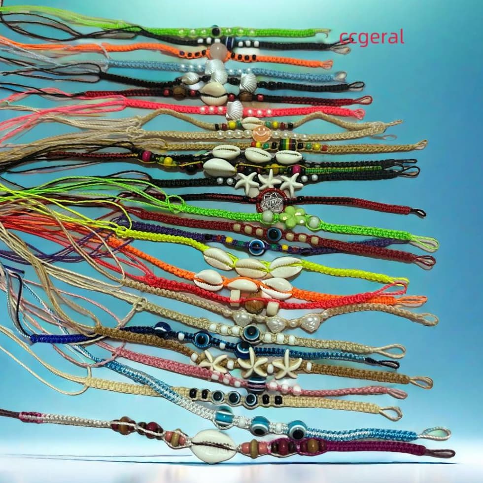Kit 6 Unidades Pulseira Olho Grego, Búzios, Concha e Estrela Do Mar