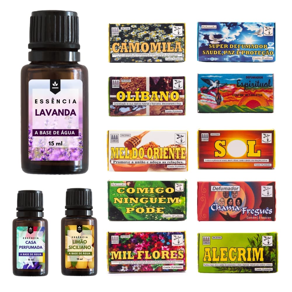 Kit 3 Essências Para Difusor Elétrico + Defumador Natureza Espiritual - Escolha Seu Aroma