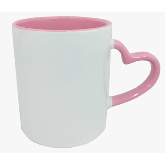 Canecas Alça de Coração 325ml Diversas Cores para Sublimação 12 Unidades