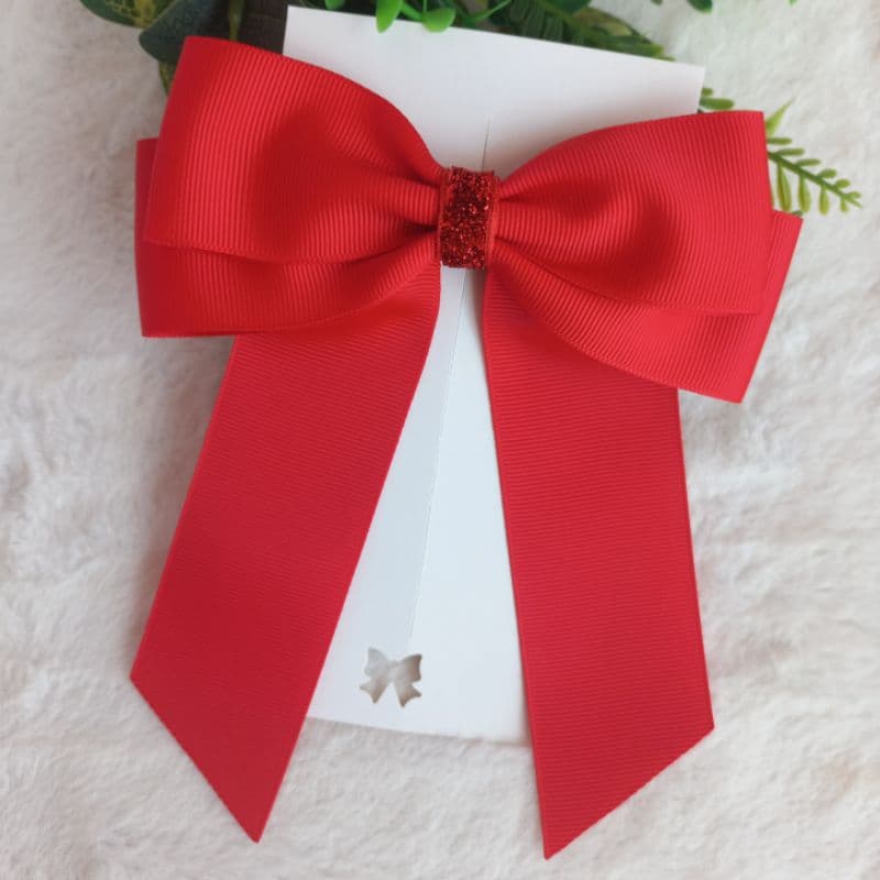 laço infantil festa , brilho  ( vermelho , branco e verde ) presilha