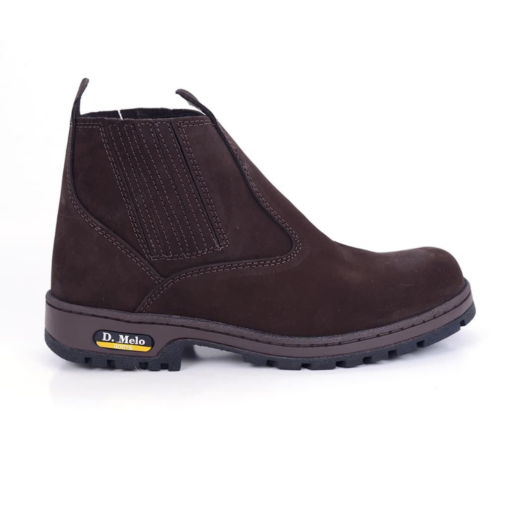 Bota Botina Masculina Marrom Nobuck Sola de Borracha Trabalho Rodeio Country Envio Imediato