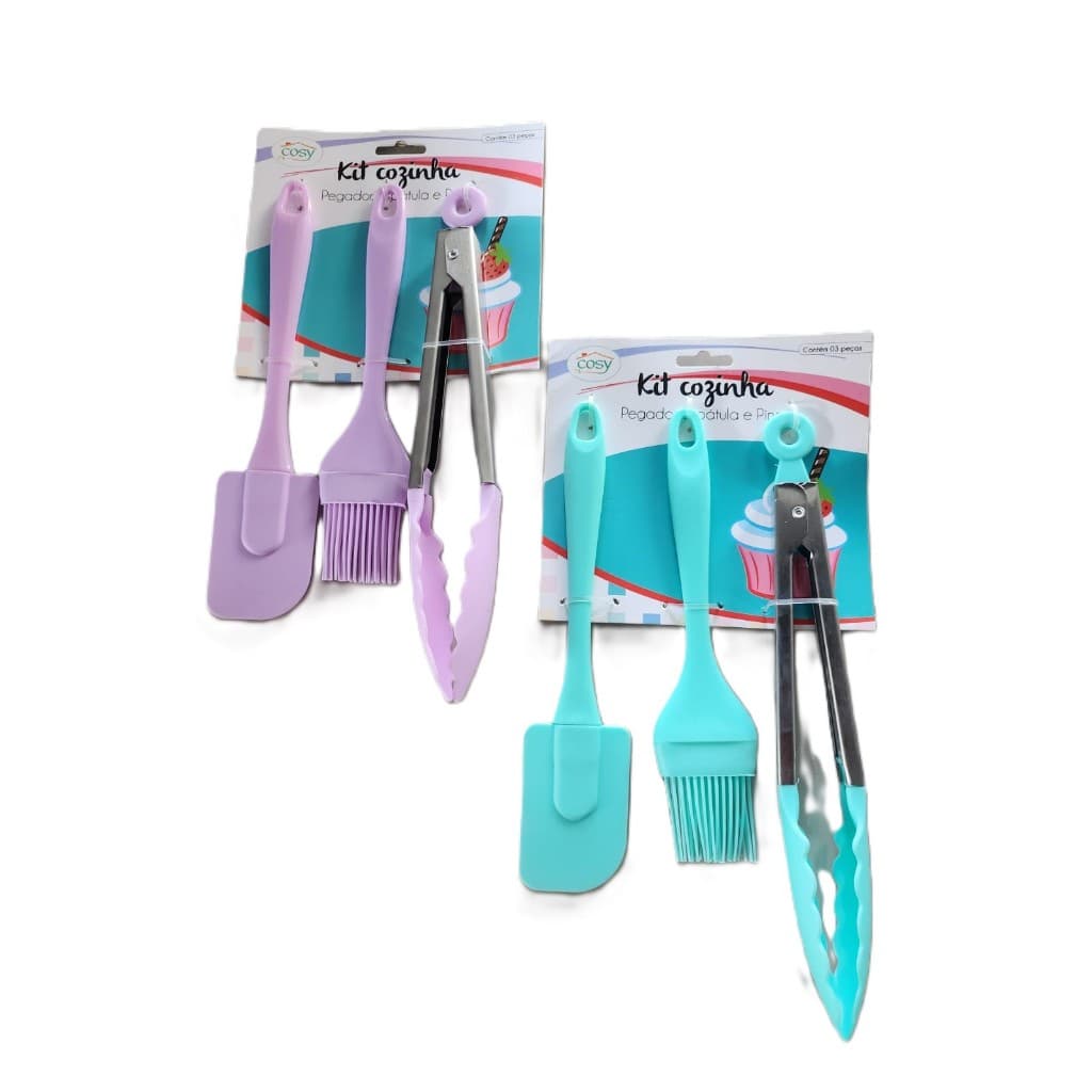 1 Kit Cozinha Espatula de Pao Duro/Pincel Culinário/Pegador Multiuso