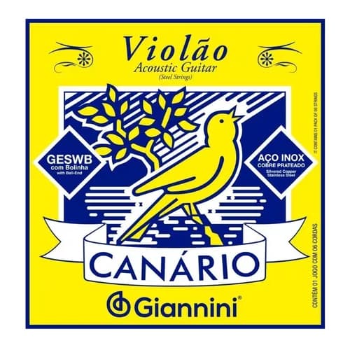Encordoamento Violão Aço Giannini Canario GESWB Inox 011-045