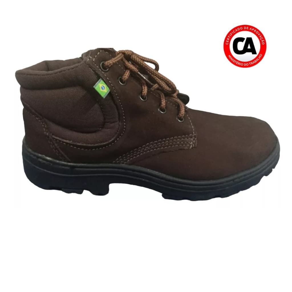 Bota Botina Coturno Nobuck Brasfort Marrom Top Obra Pvc Trabalho Confortavel