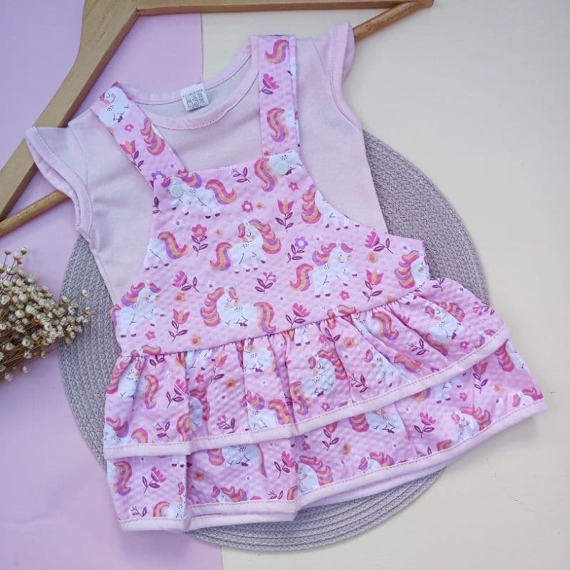 Vestido bebê Salopete Menina blogueinha roupa de bebê verão
