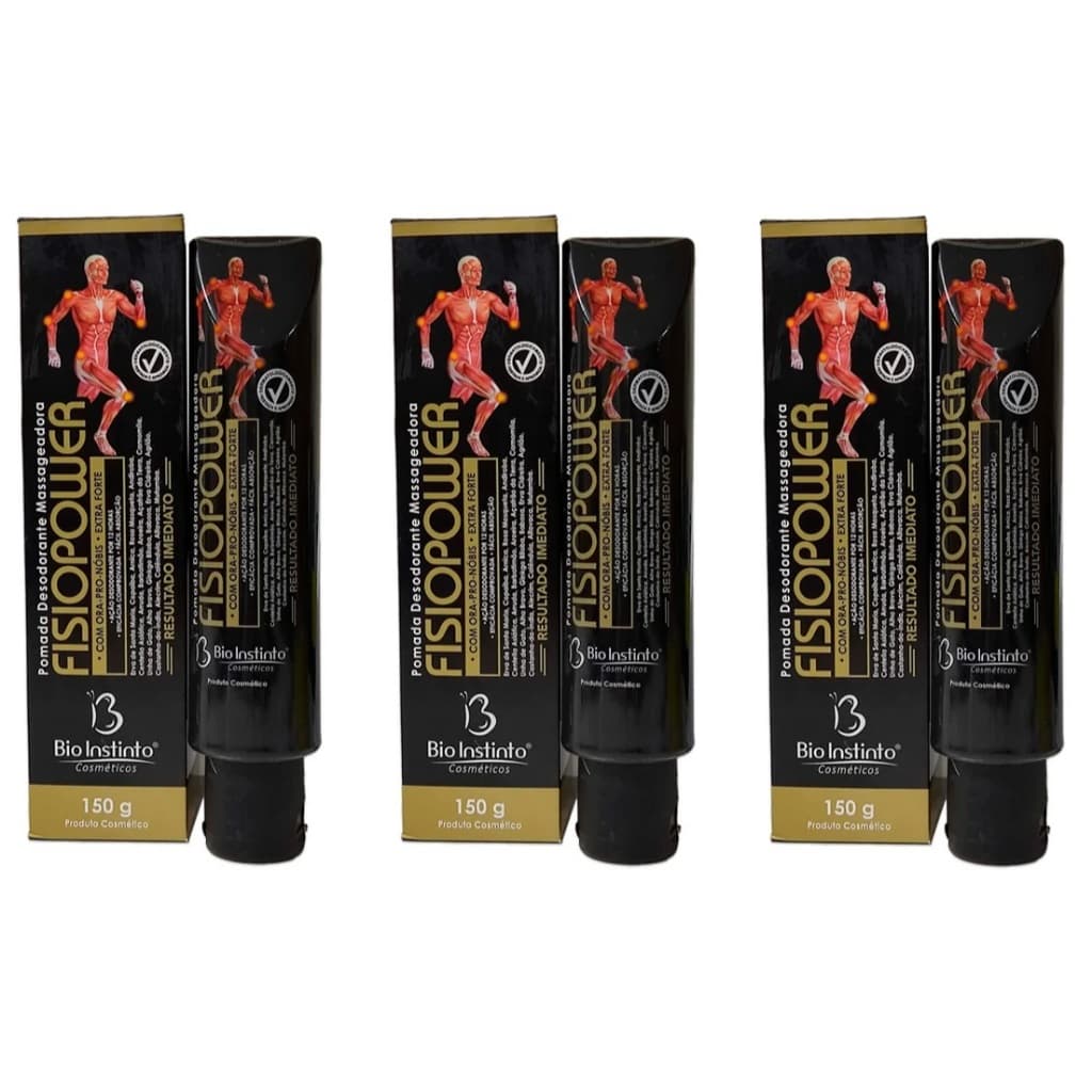 Kit 3un Pomada Massageadora FISIOPOWER 150g - Bio Instinto