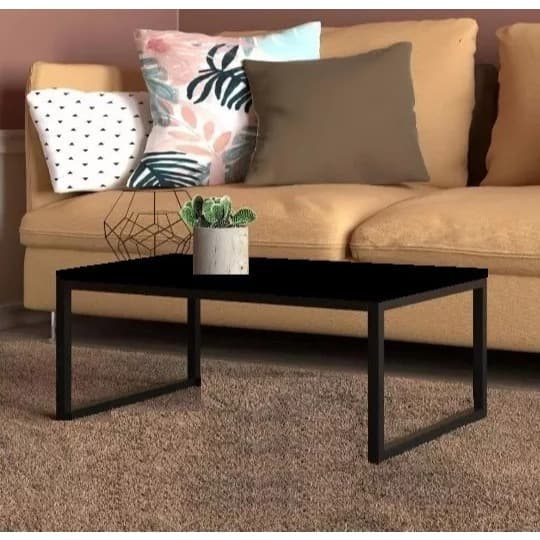 Mesa de Centro Retangular com Pés de Ferro e Tampo MDF - 80x40 para Sala de Estar