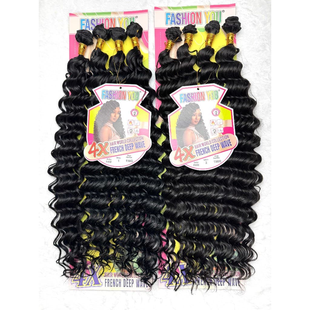 Cabelo Orgânico Cacheado Ondulado 70cm 4 Telas/pacote 150g FRENCH DEEP WAVE HAIR FASHION YOU