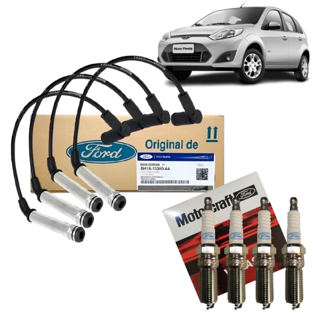 Jogo De  Cabos E Velas Ngk Fiesta Ka Courier Ecosport Focus Rocam Original Ford Ignição