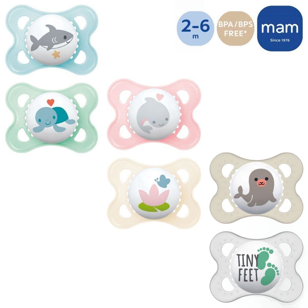Kit 2 Chupetas Bicos Silicone Simétrico Mam Original 0-6 Meses