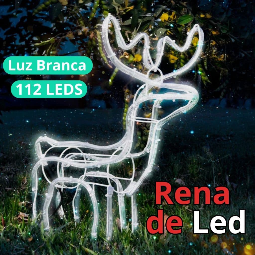 Rena Natalina  Decoração Brilhante para um Natal Mágico Armação Rena de LED Média de Natal para Casa Jardim