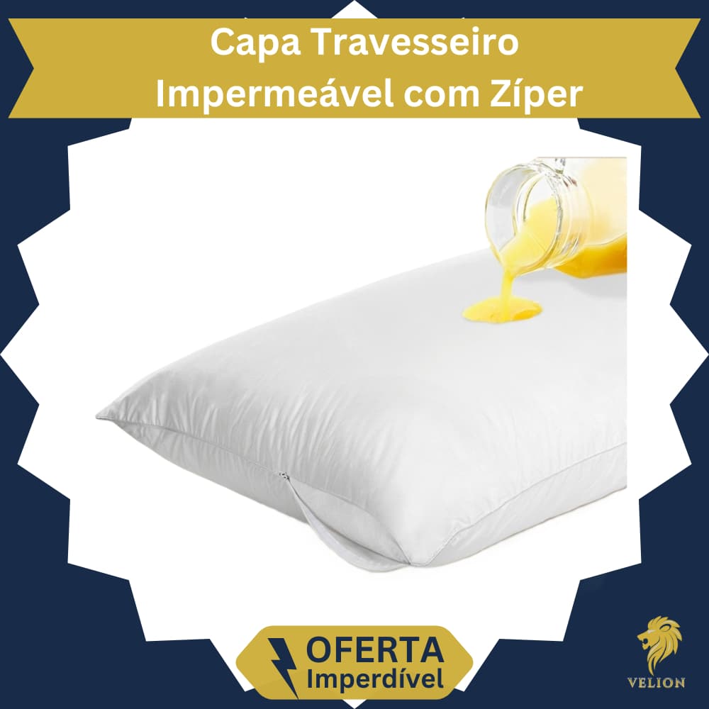 Capa Protetora Travesseiro Impermeável Anti-Ácaro com Zíper Branca