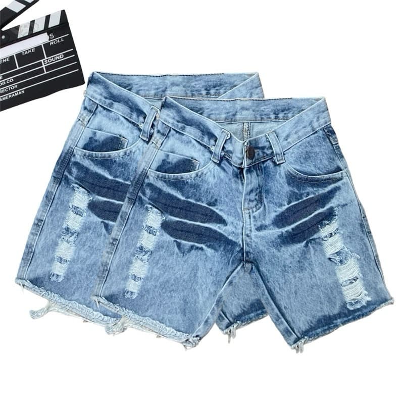 Bermuda Jeans Menino Infantil Short Com Rasgada Juvenil Claro 02