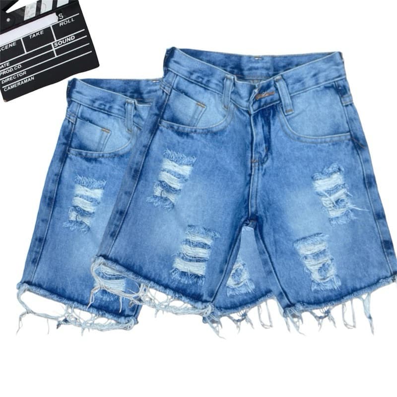 Bermuda Jeans Menino Infantil Short Lavagem Claro Juvenil Top 04