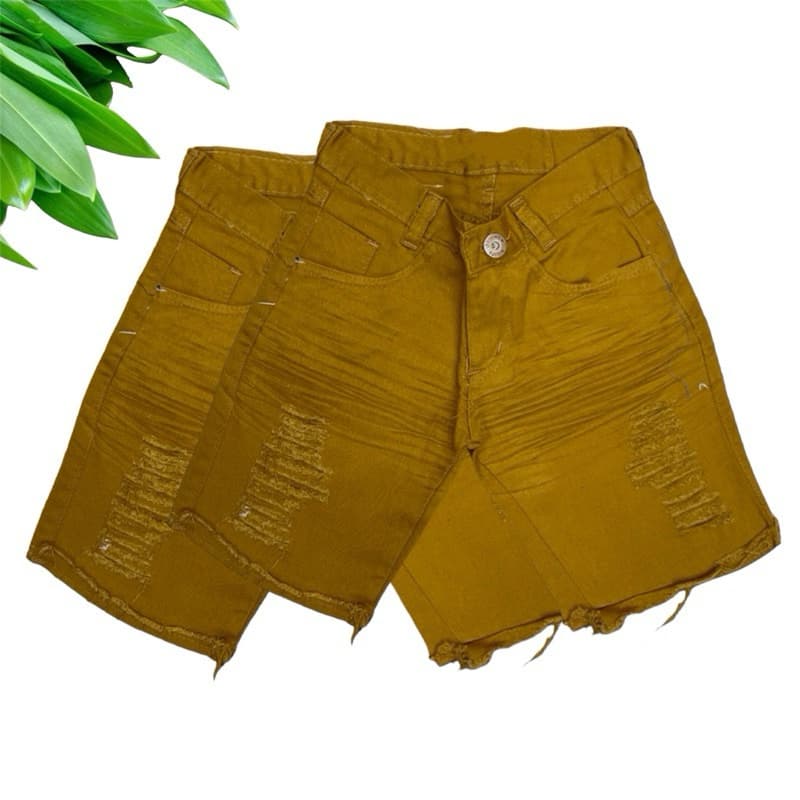 Bermuda Jeans Caramelo Infantil Masculino Short Rasgada Juvenil Top S.M