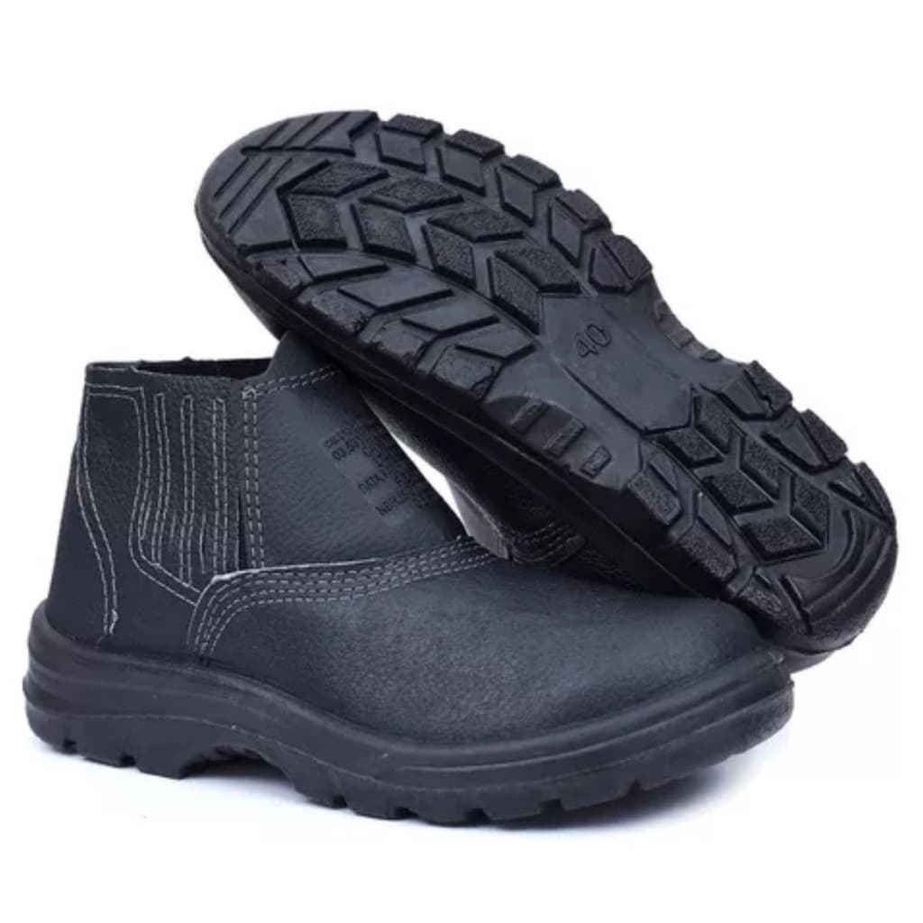 Botina De Segurança Couro Relax 010 Com C.A Bico Pvc Trabalho Feminina Masculina Cano Curto