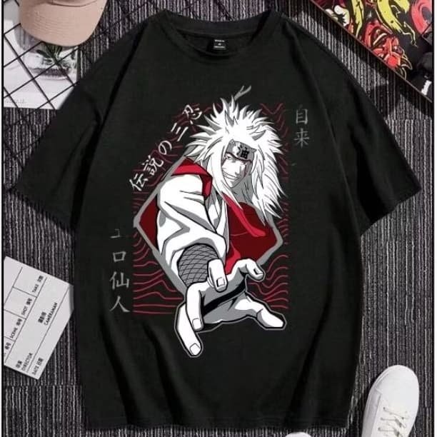 camisa do naruto anime jiraya unissex (100%algodão)