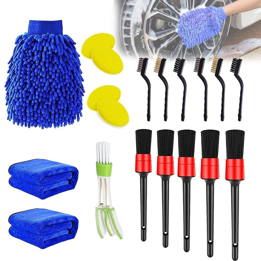 Kit 20 Peças de Escovas de Limpeza de Carro Luvas de Lavagem de Carro