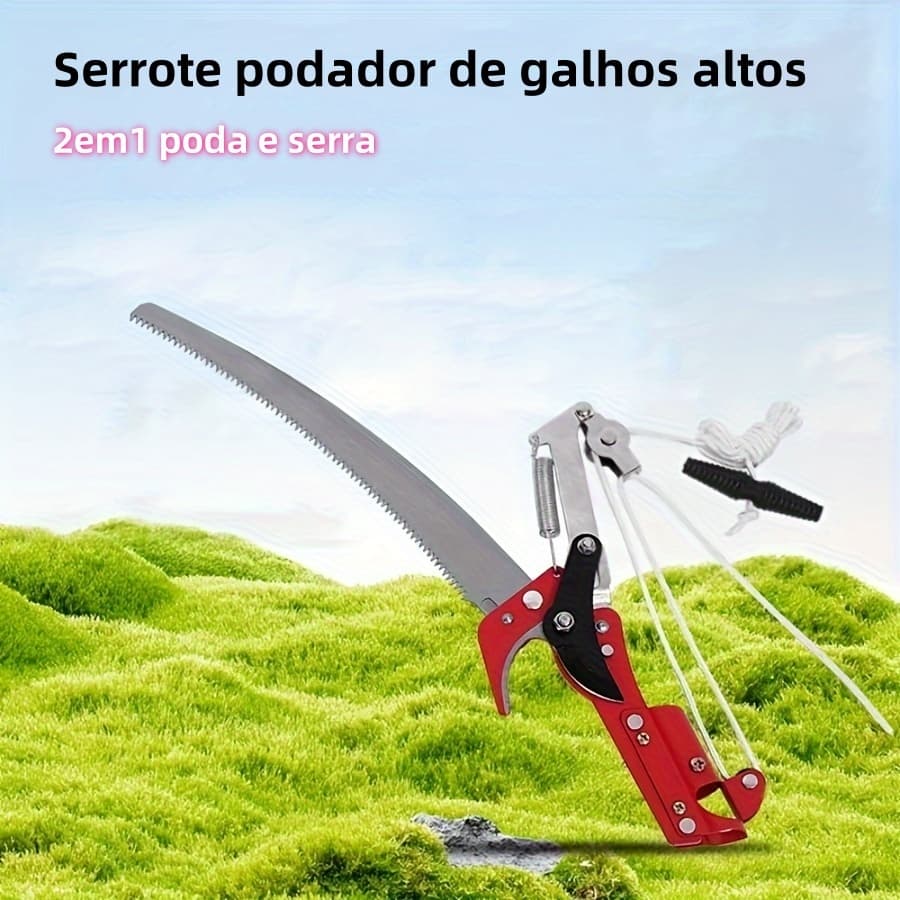 Podador De Galhos Altos Tesoura 2 Em 1 Serra E Poda Com Serrote Super Forte e Resistente