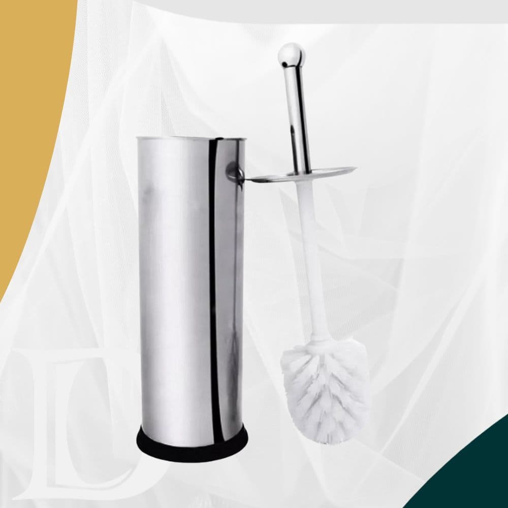 Escova Sanitária Vaso Limpeza em Aço Inox com Suporte Cabo Longo Higienização